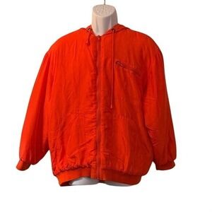VTG Otello Pelle Orange Silk Blend Zip Up Hooded Jacket Size S